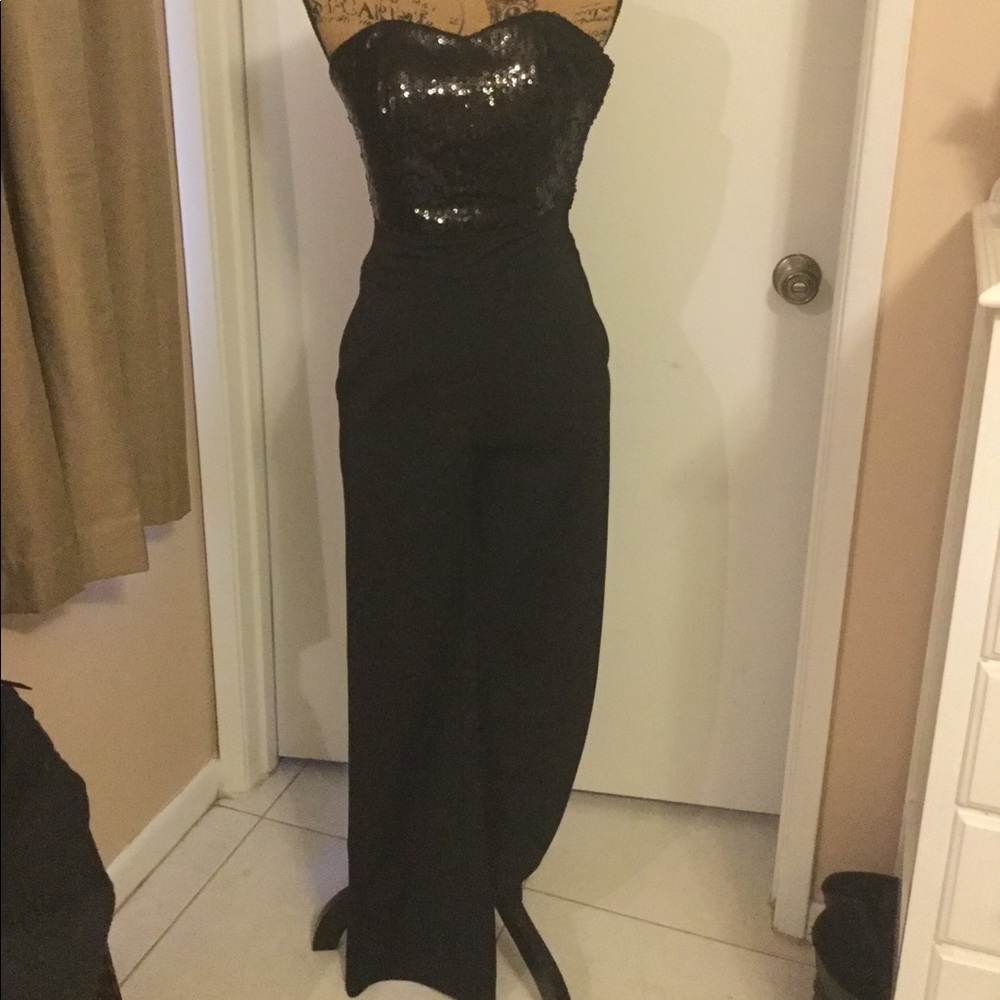 Black sequin pantsuit
